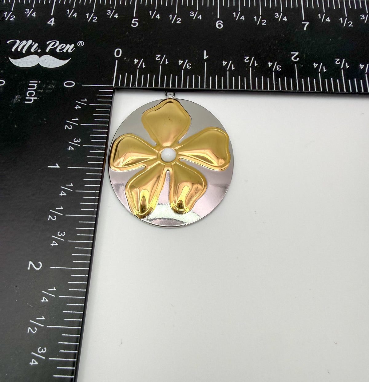 Mixed Metal Round Flower Charm Pendant DIY