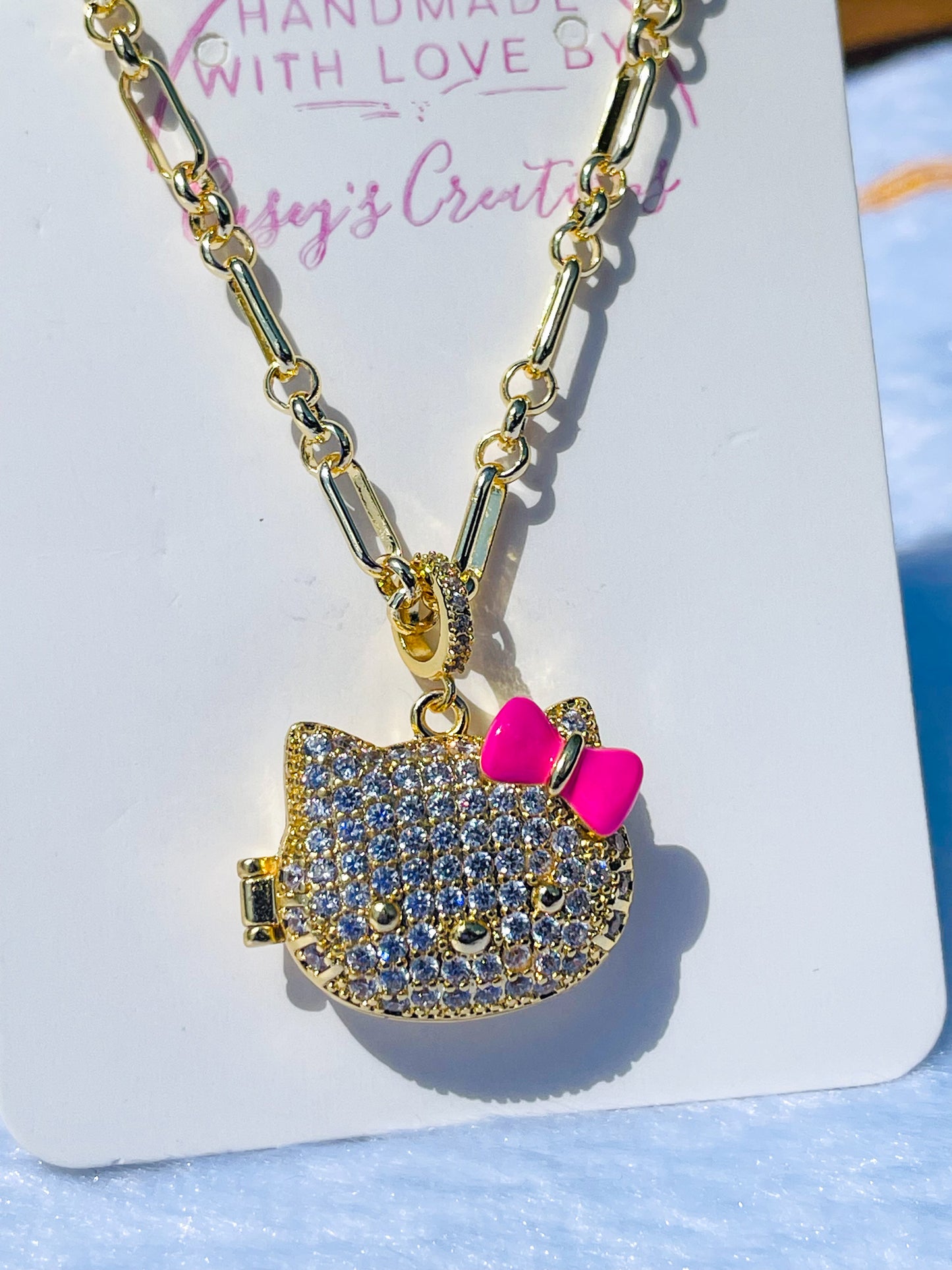 Hello Kitty Bling Lockett Gold Adjustable Necklace