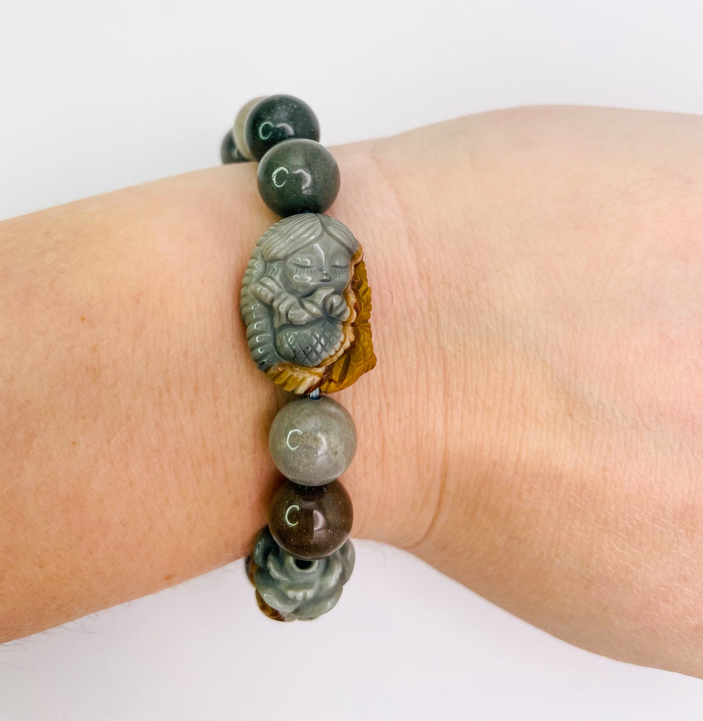 Natural Alashan Agate Baby Mermaid Statement Bracelet