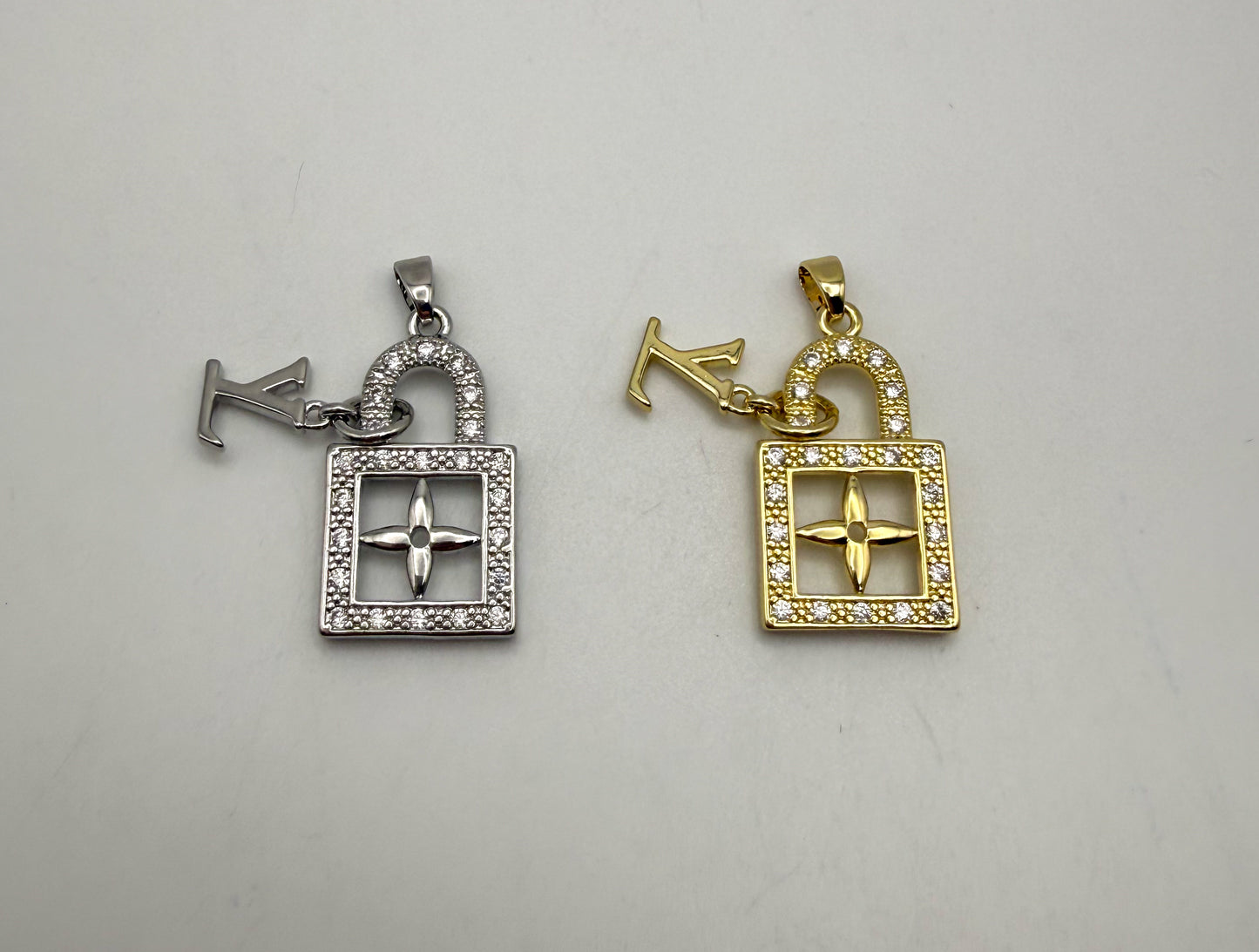 LV Bling Lock Silver & Gold Pendants