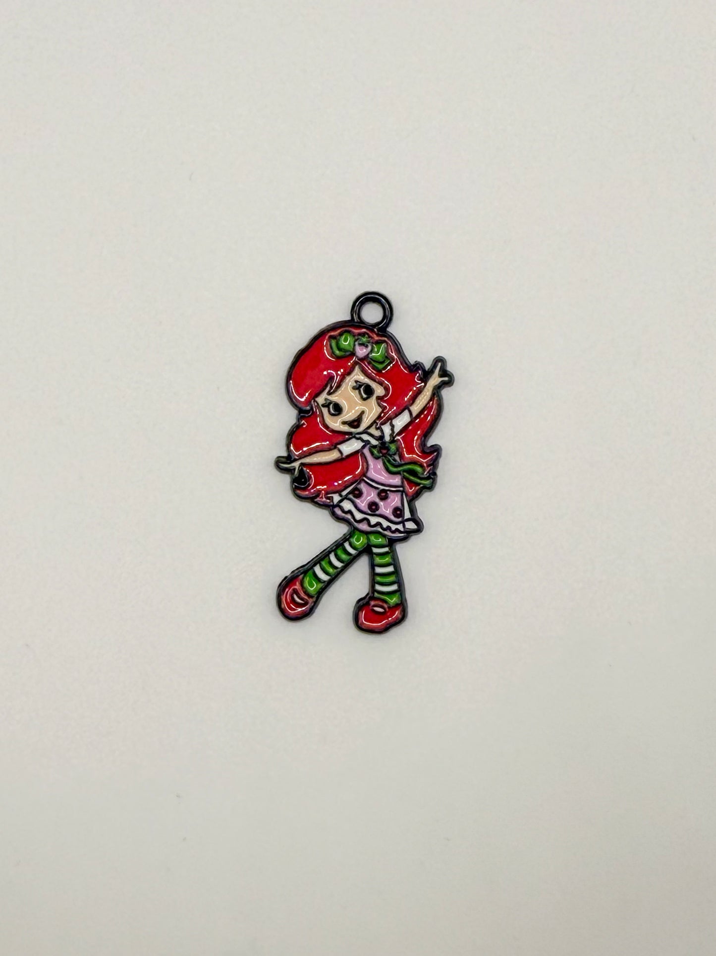 Strawberry Girl Metal Charm