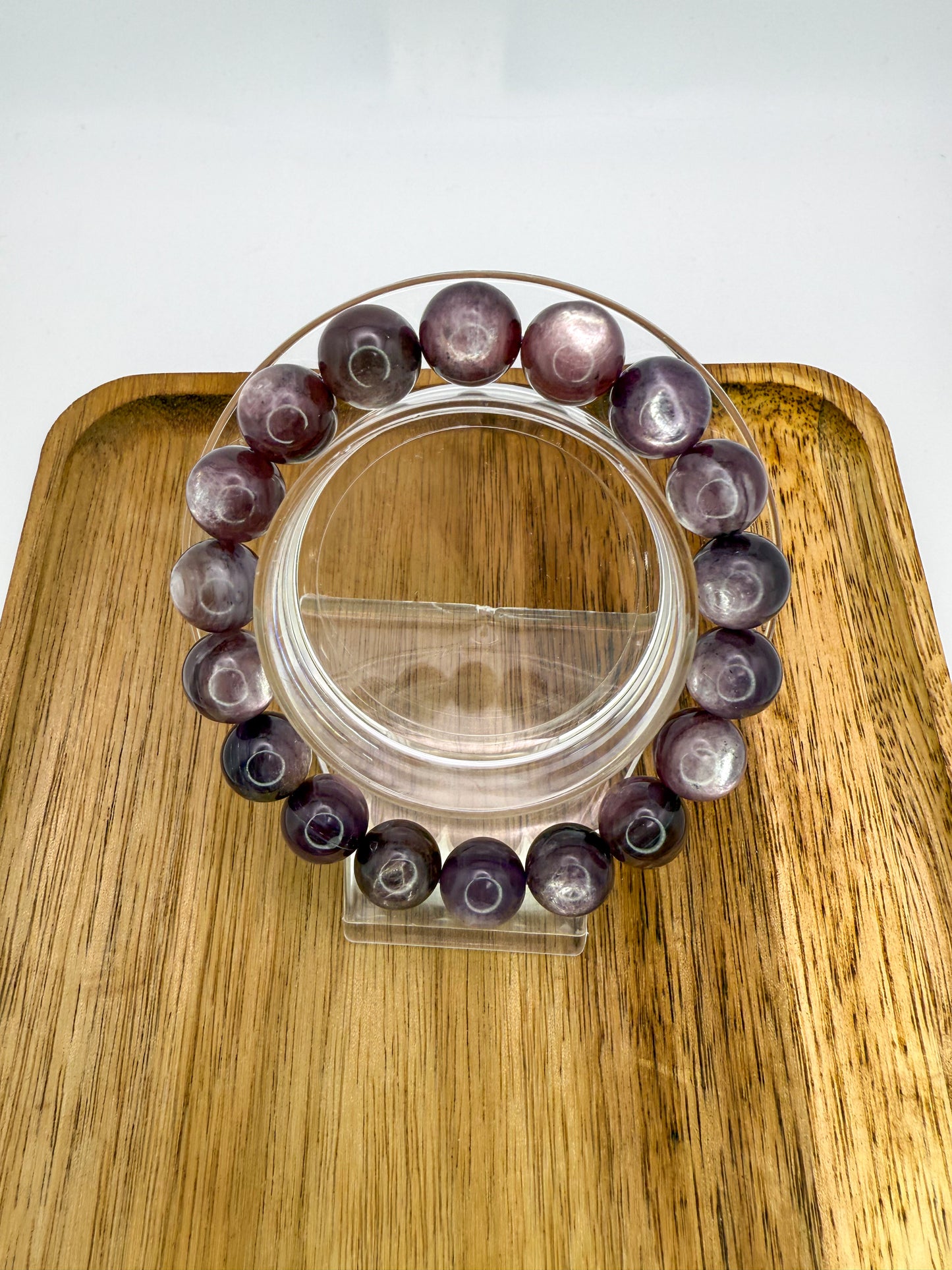 Purple Lepidolite Mica Crystal Beaded Bracelet