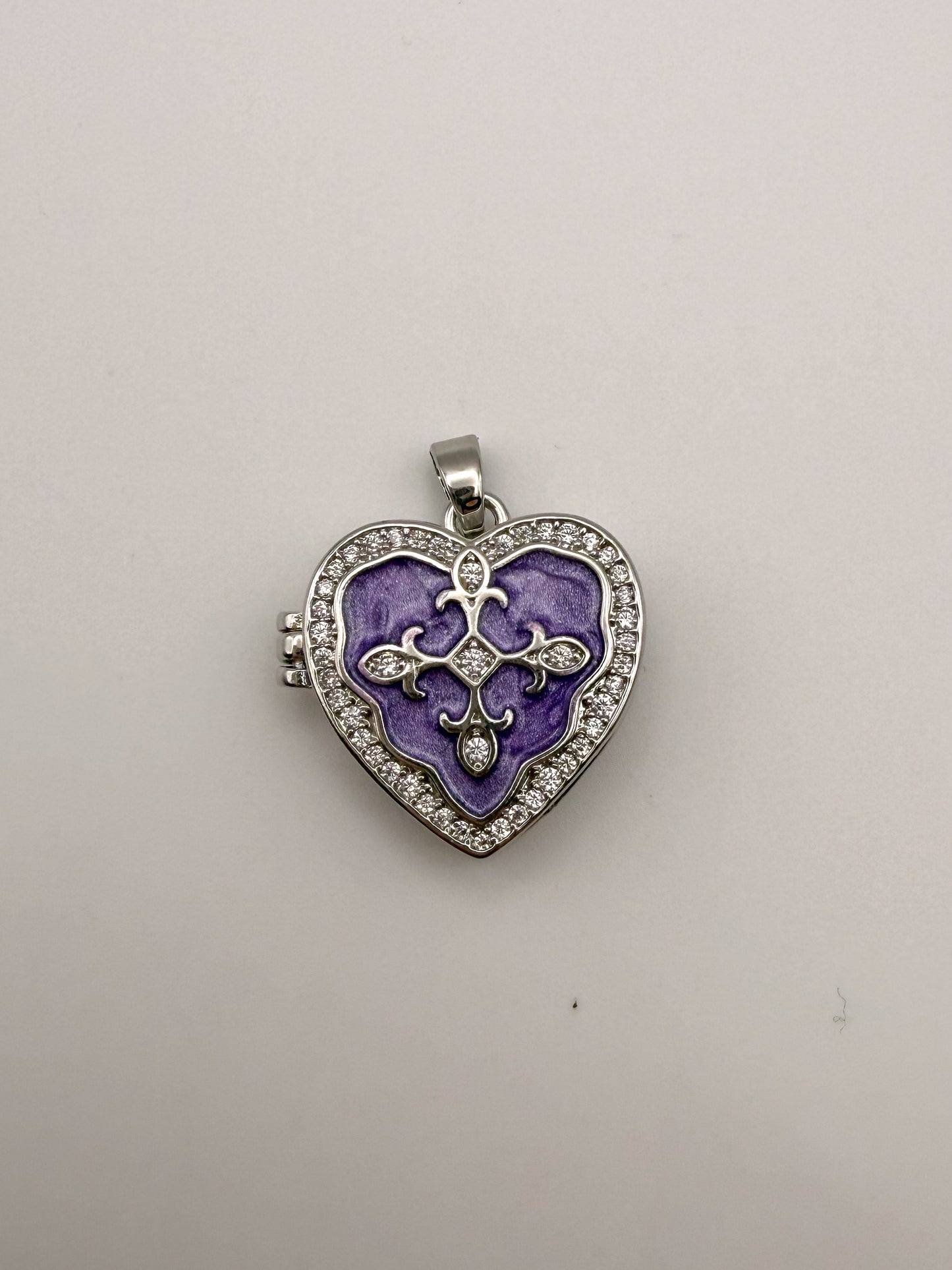 Silver Heart Enameled Emblem Locket Charm Pendant