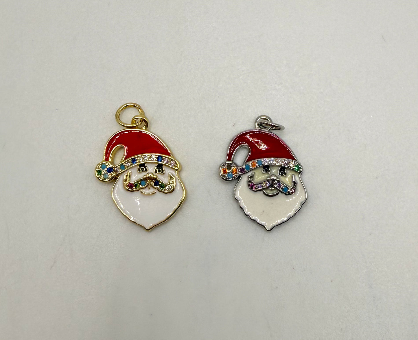 Santa Head with Colorful CZ & Enamel Silver & Pendant