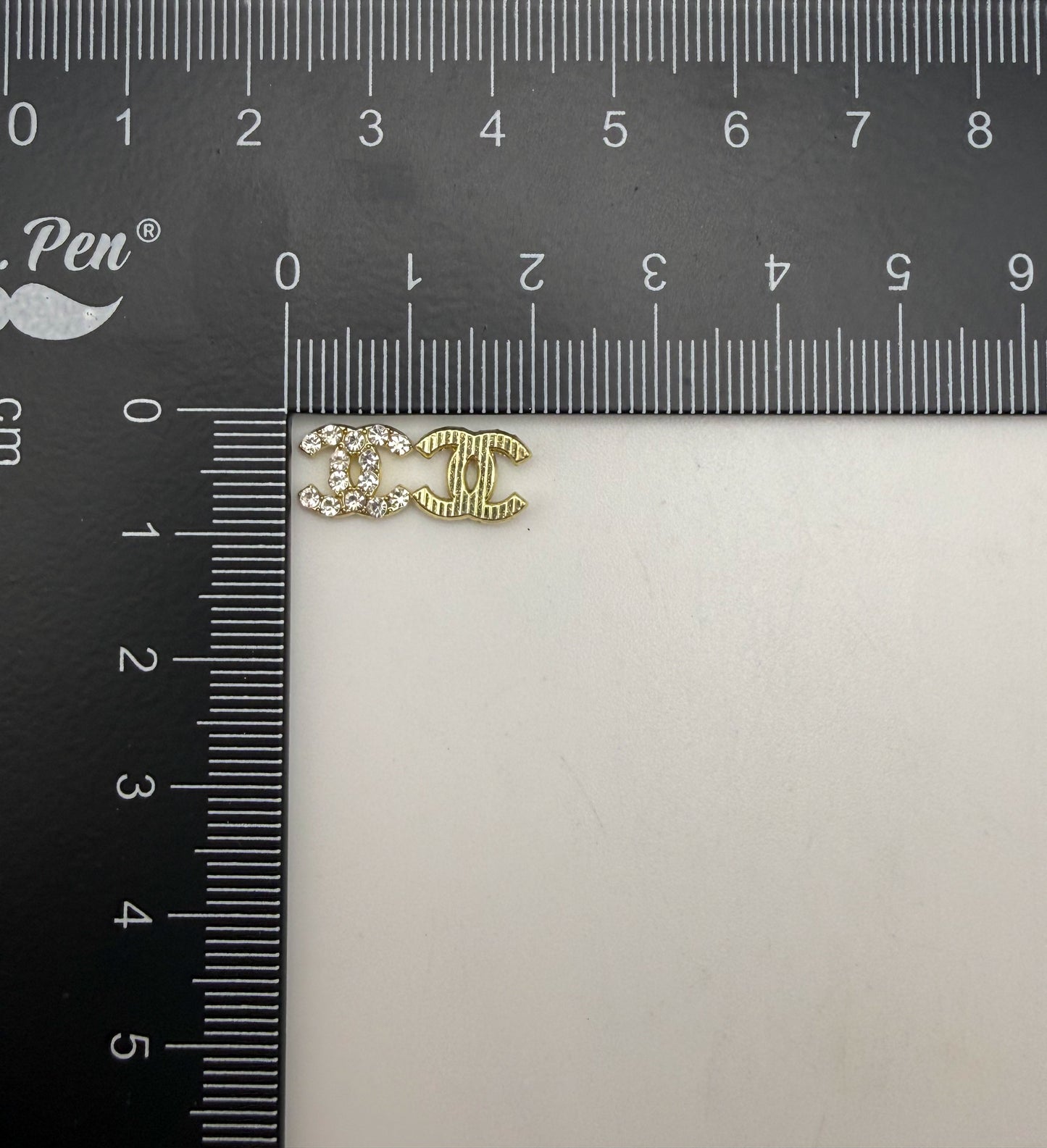 Mini Bling Silver & Gold Flat Back LV & CC Designer DIY Nail Charms