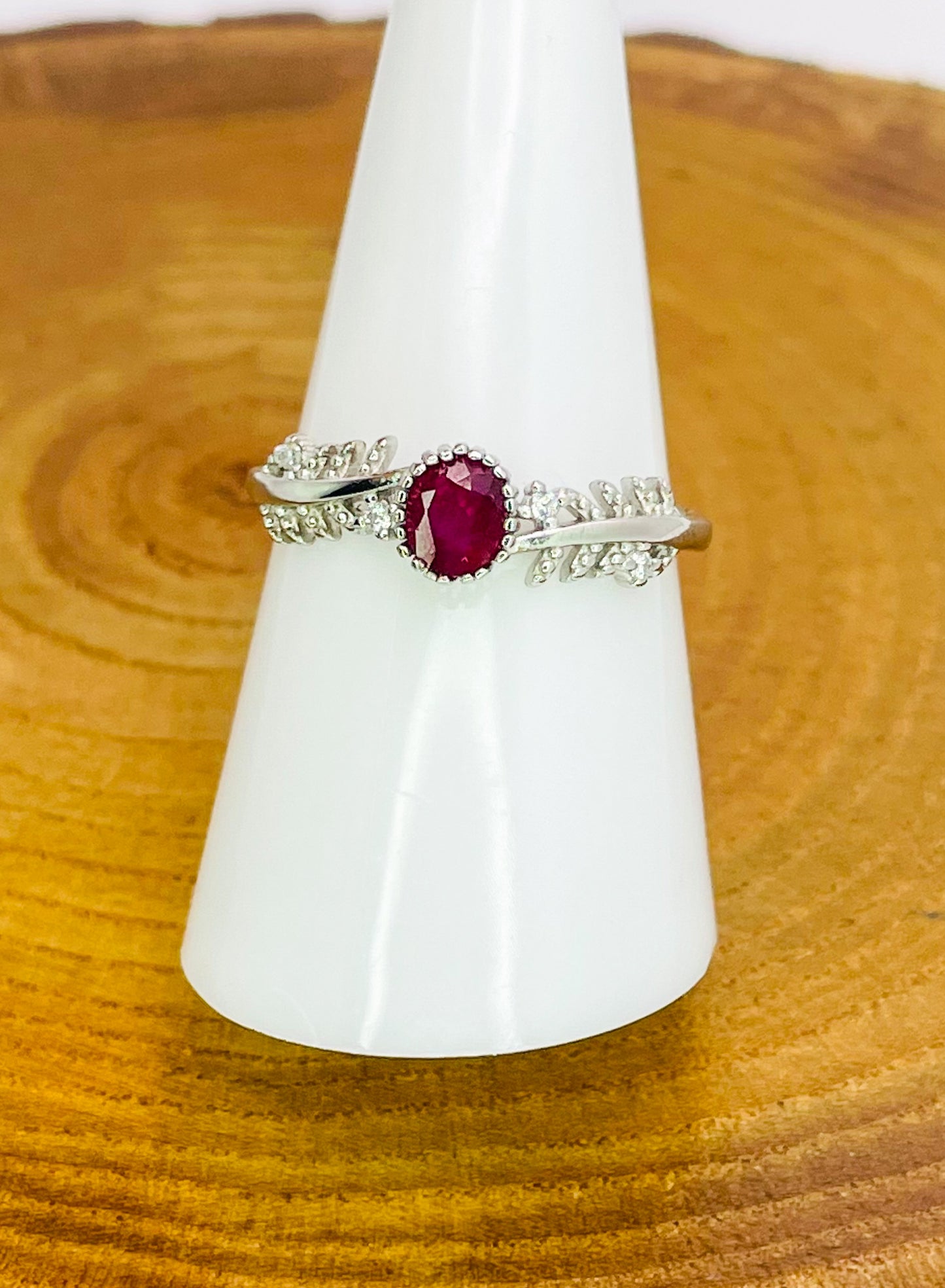 Sterling Silver S925 Natural Ruby Adjustable Rings