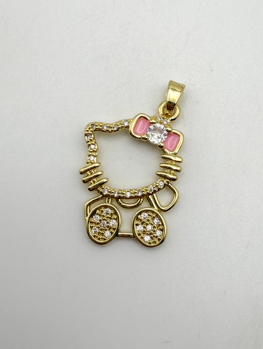 High Quality Hello Kitty Gold Pendant with zircon gems