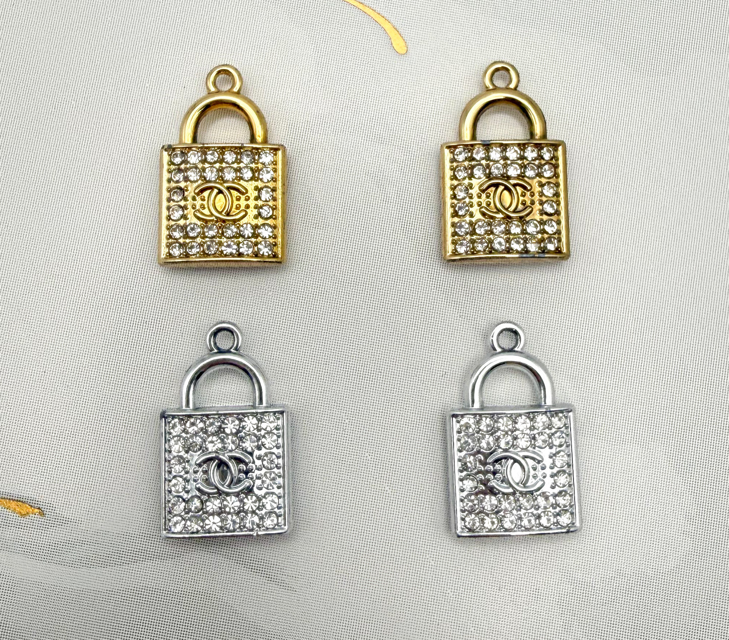 CC Rhinestone Lock Metal Charms
