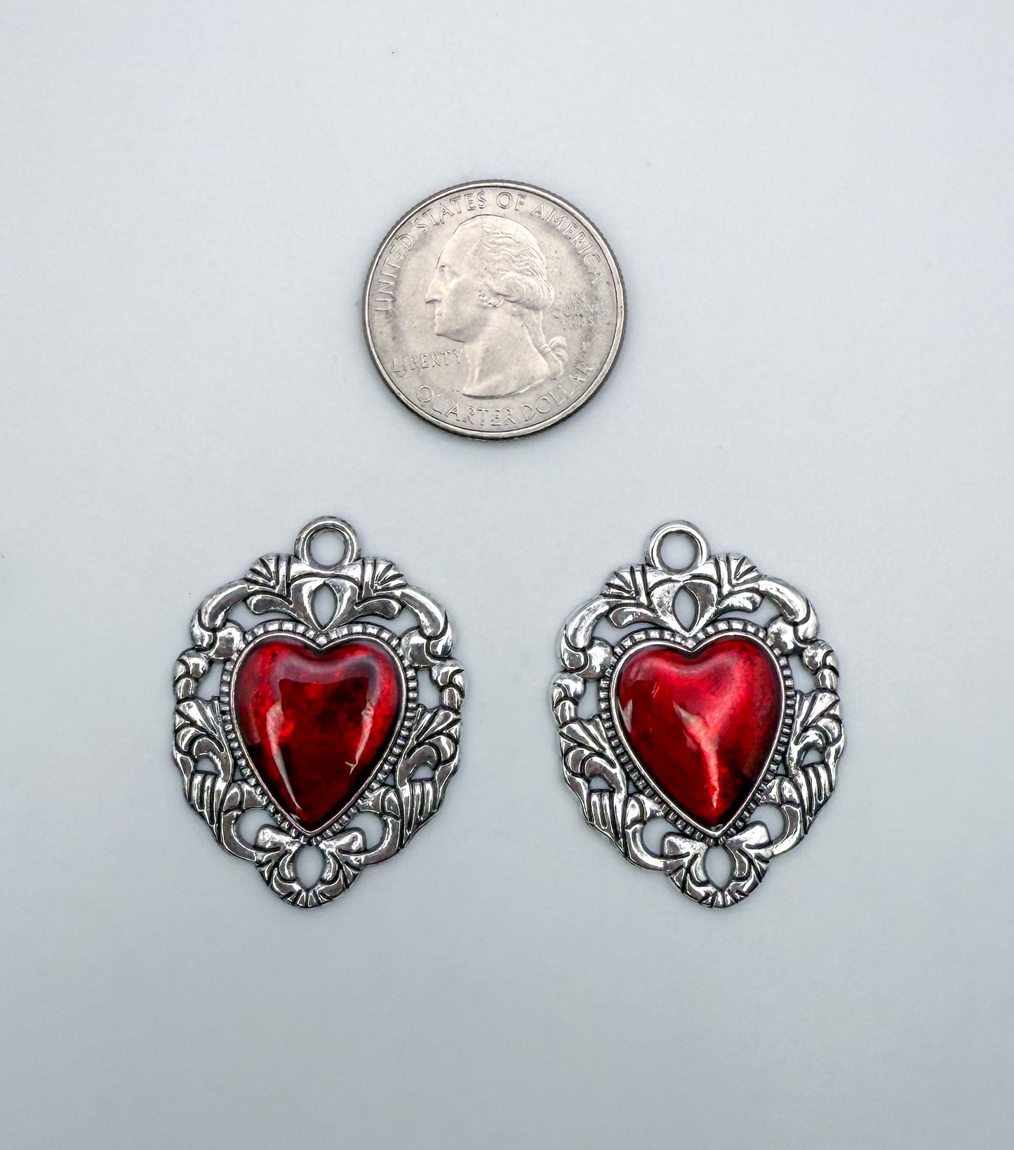 Royalty Red Heart DIY Silver Charm