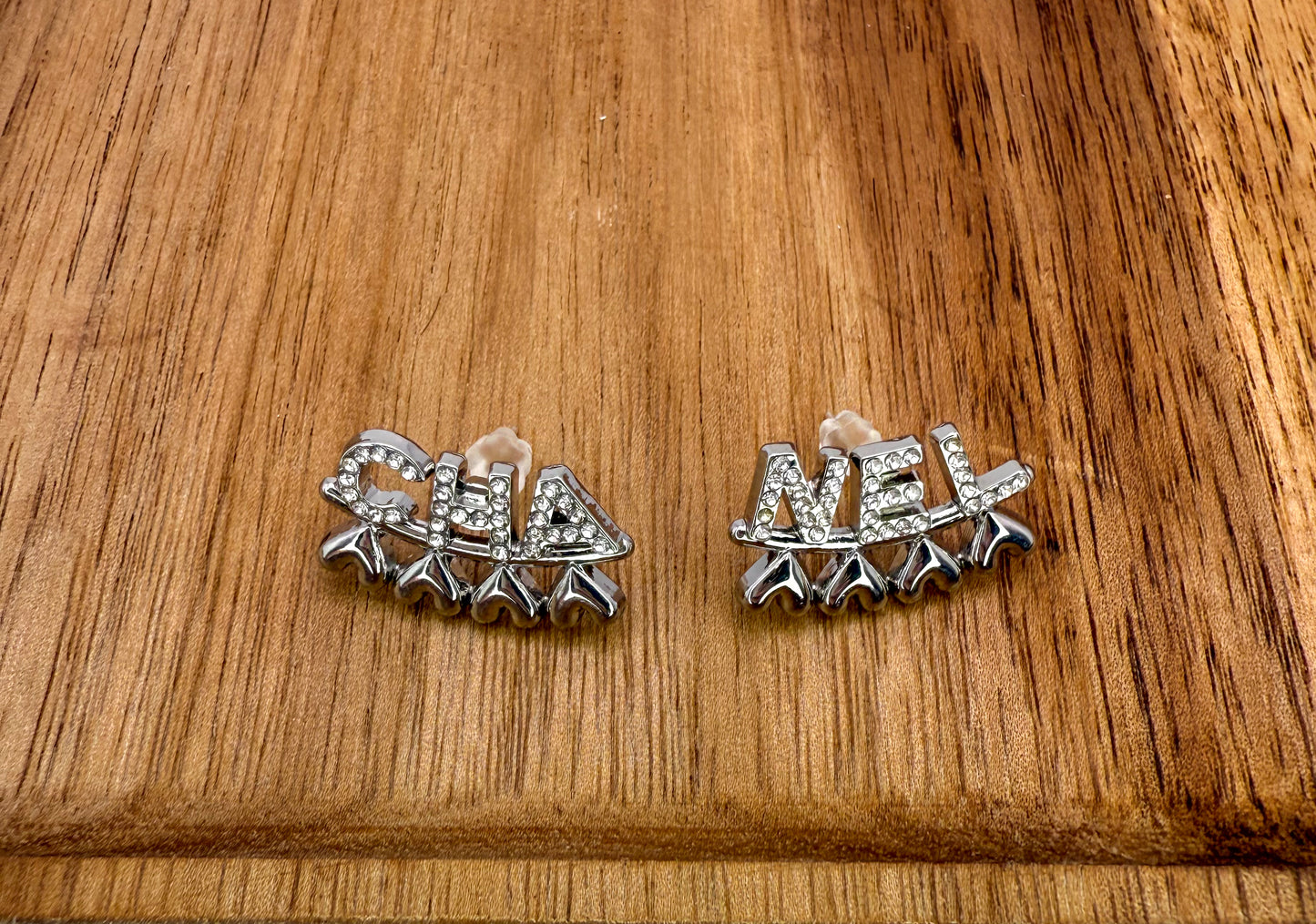 Silver Chanel Stud Statement Earrings