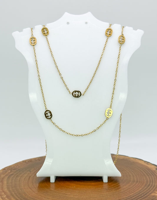 GG Designer Gold Double Layered Necklace