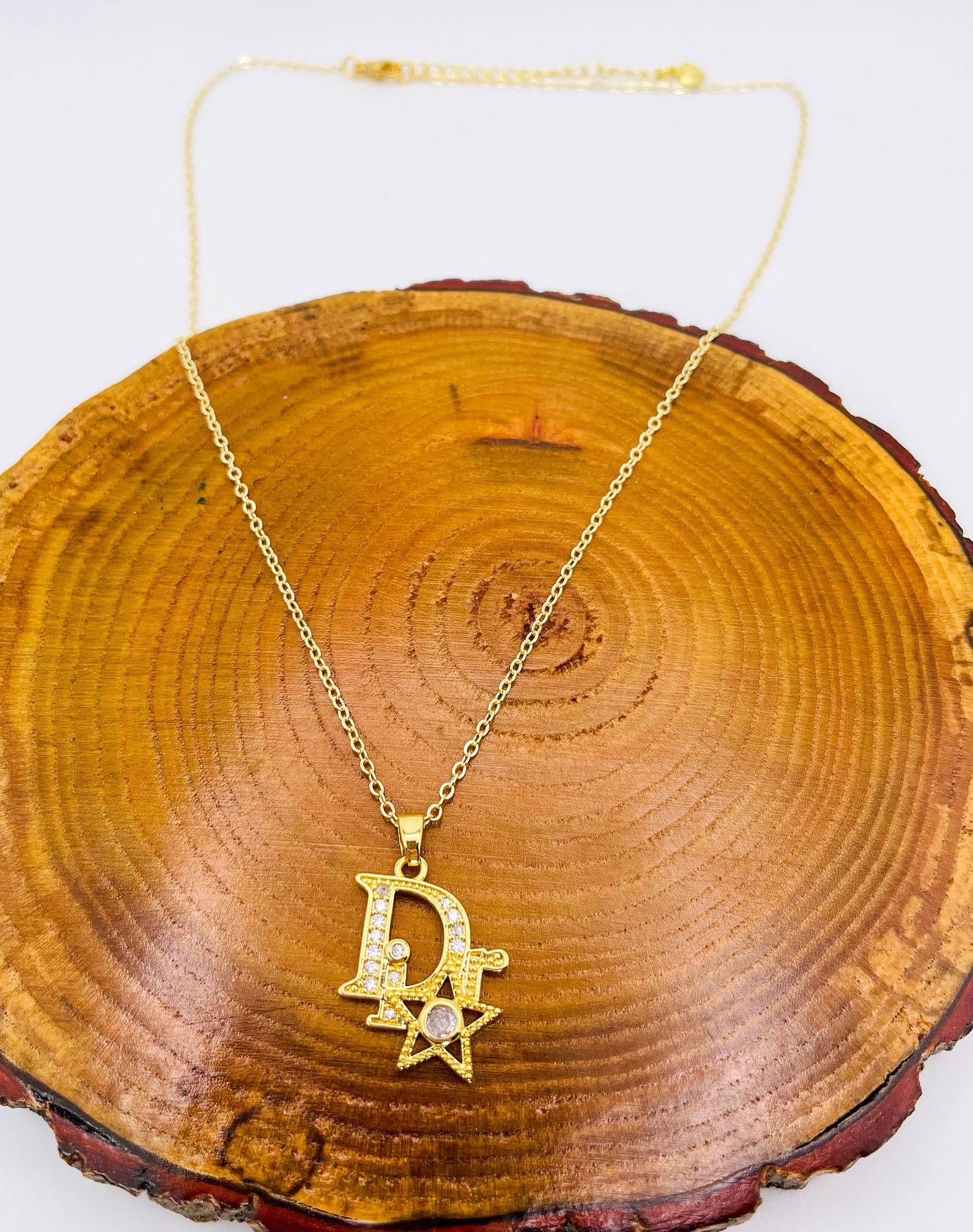 16k Gold Filled D Brand Pendant Necklace