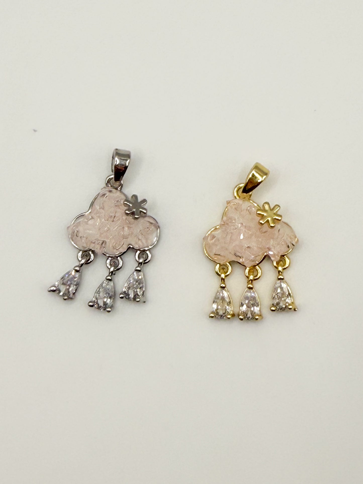 Druzy Cloud Dangle Gold & Silver Charm Pendants