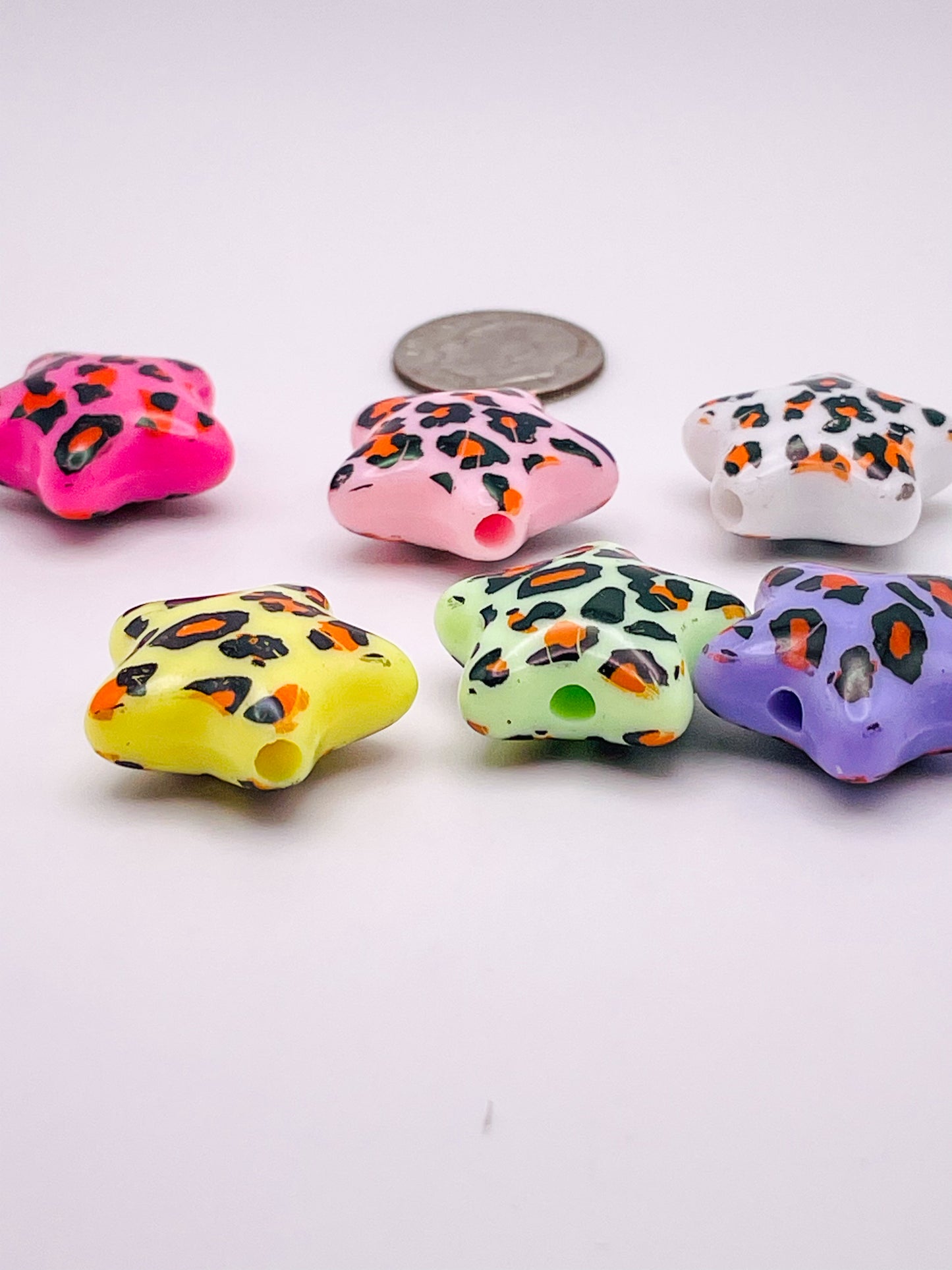 Acrylic Colorful Leopard Print Star Pen/DIY Beads