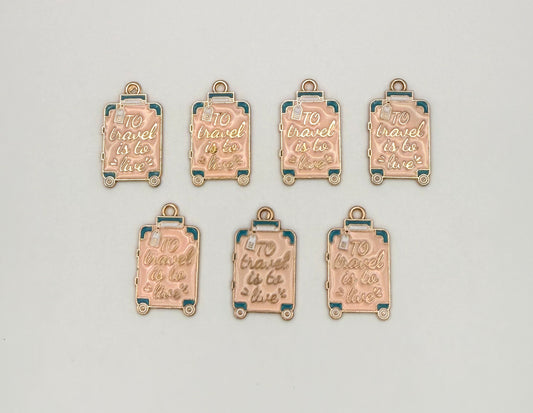 ‘To Travel is to Live’ Pink and Gold base Suitcase DIY Charms