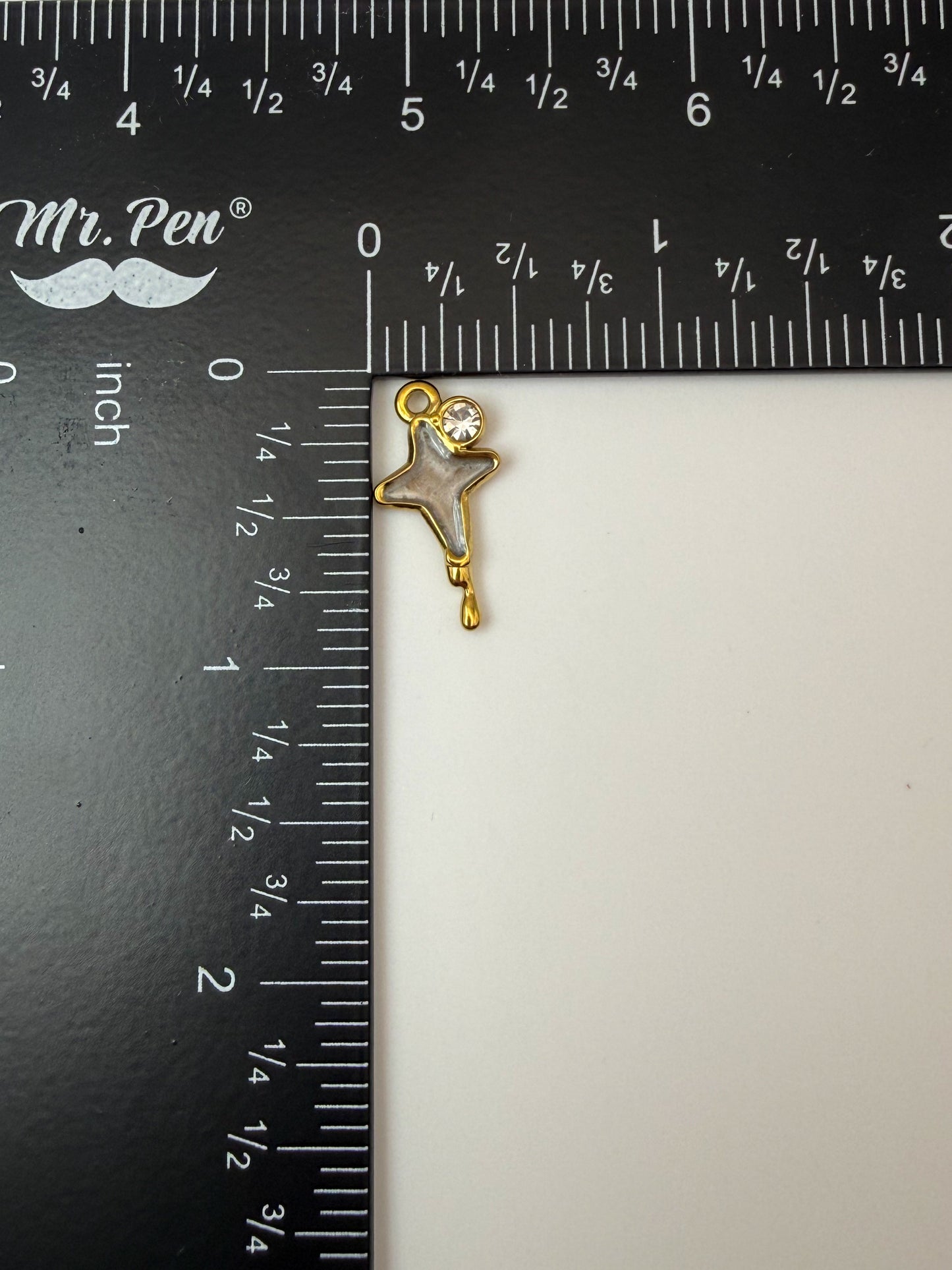 Stainless Steel Gold Dripping Star Charm