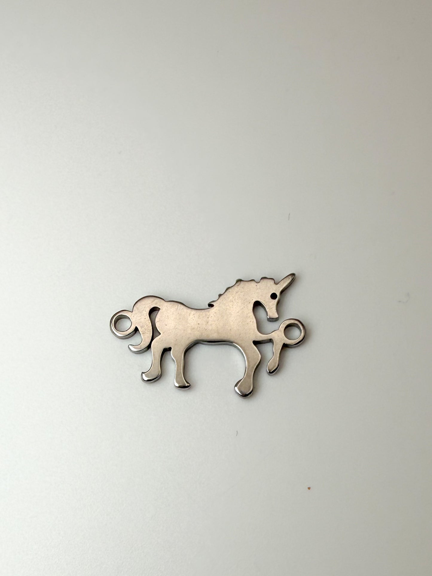 Stainless Steel Silver Unicorn Horse Charm Connector Pendant