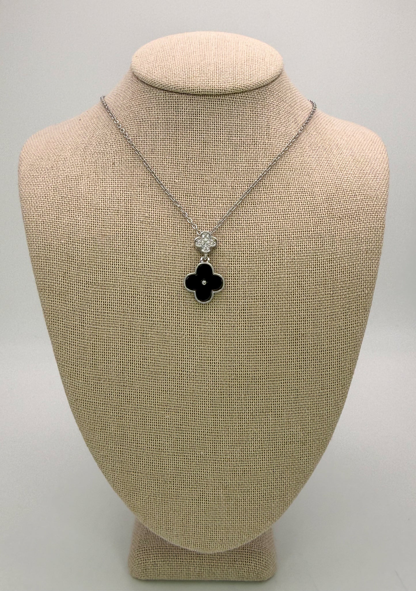 Bling & Natural Shell Double Clover Necklaces