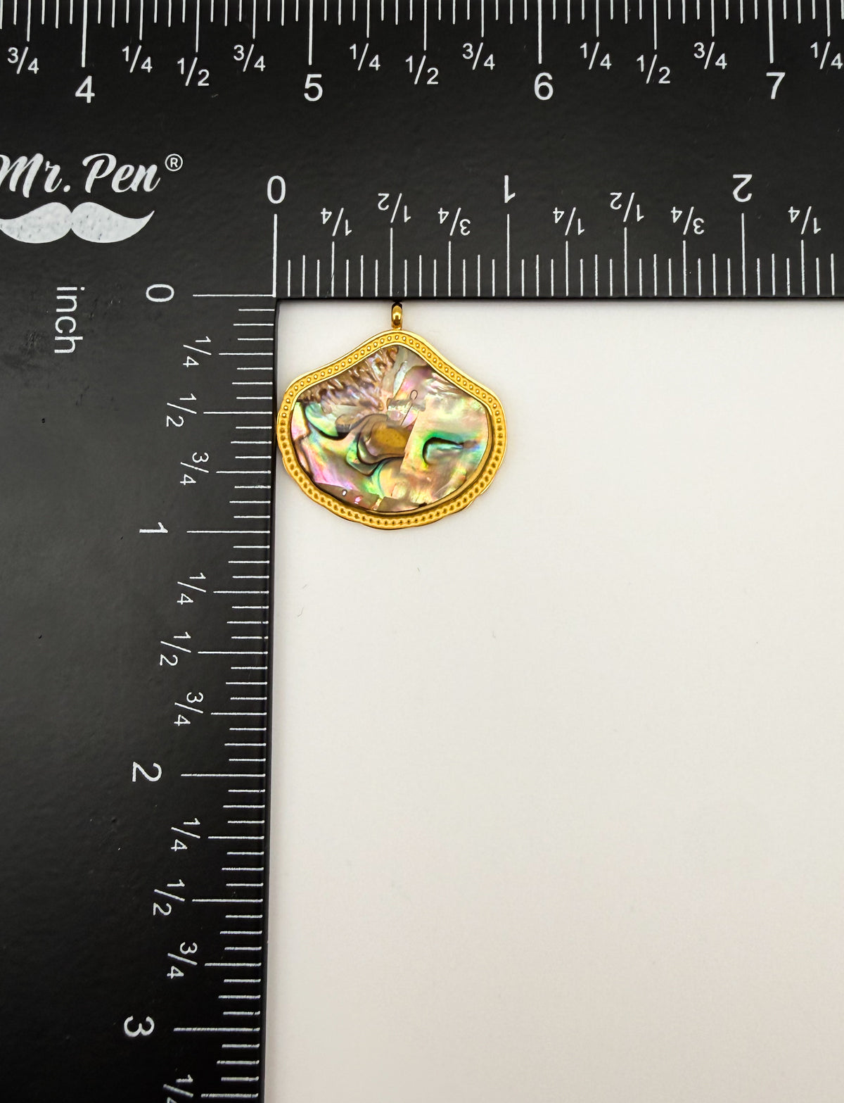 Gold Stainless Steel Natural Abalone Shell Freeform Charm Pendant