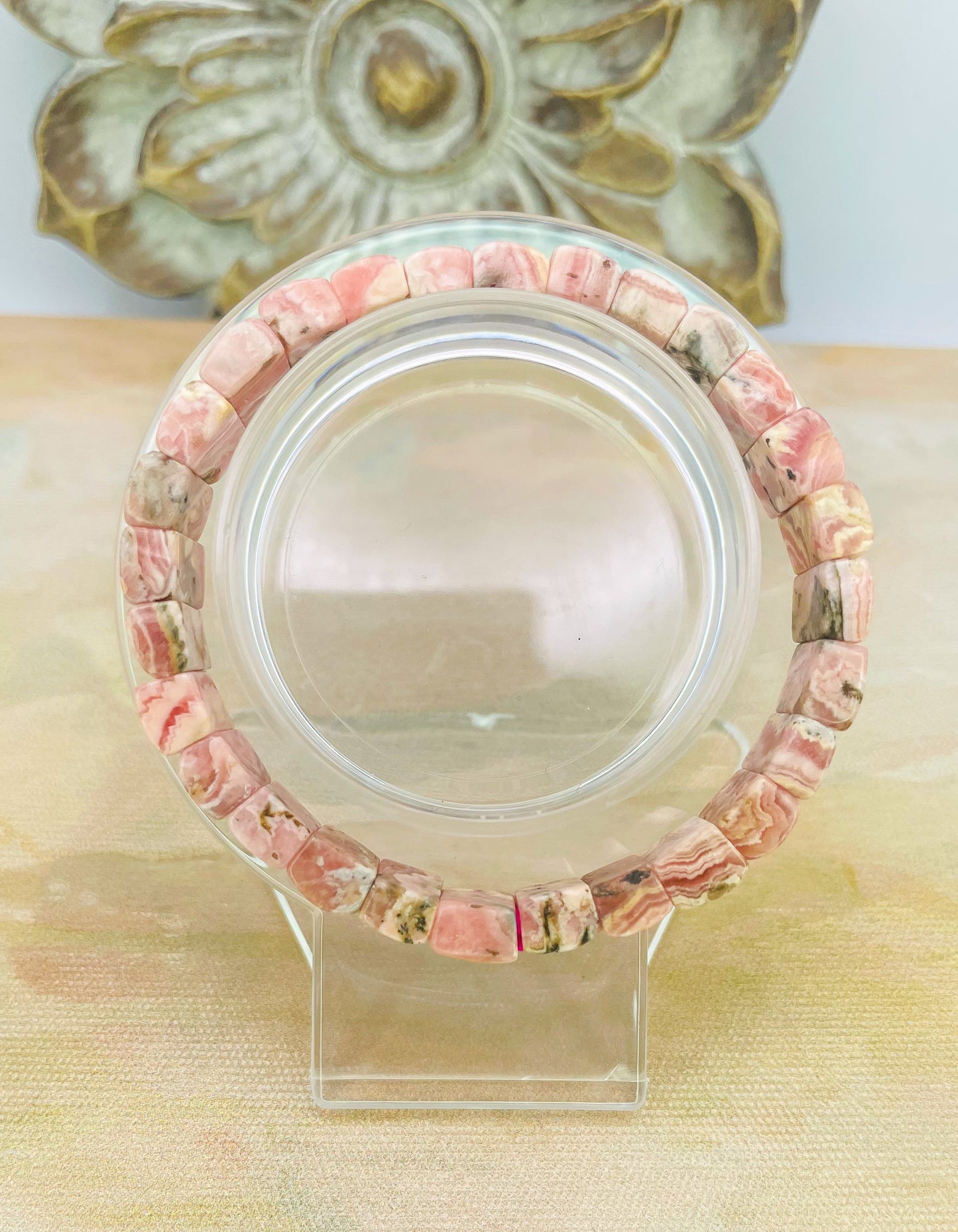 Natural Rhodochrosite Bangle Crystal Bracelet