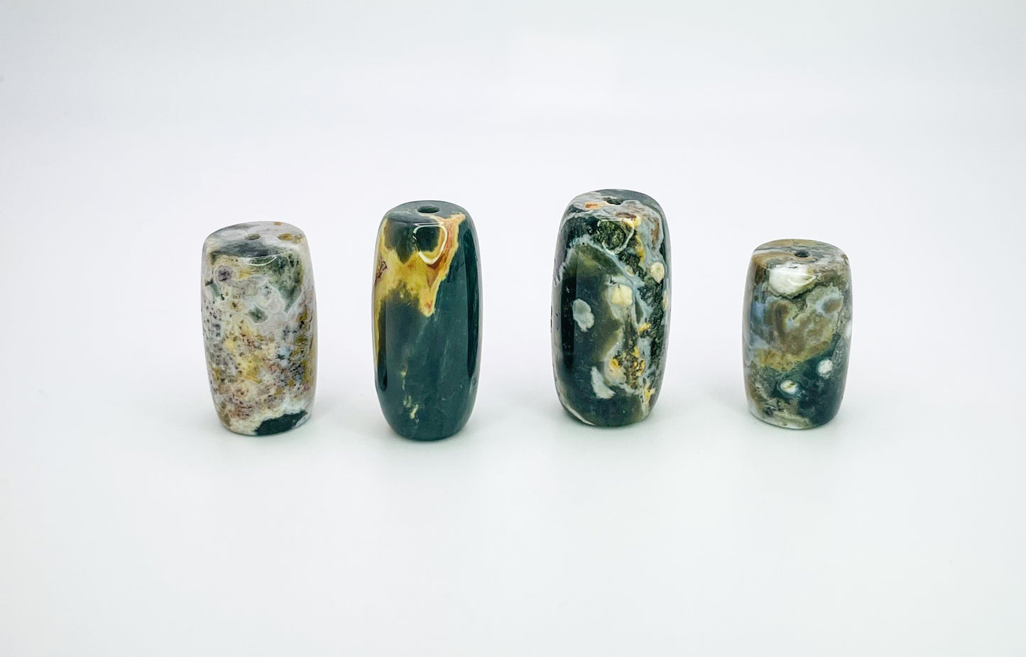 Natural Ocean Jasper Focal Barrel  Crystal Beads