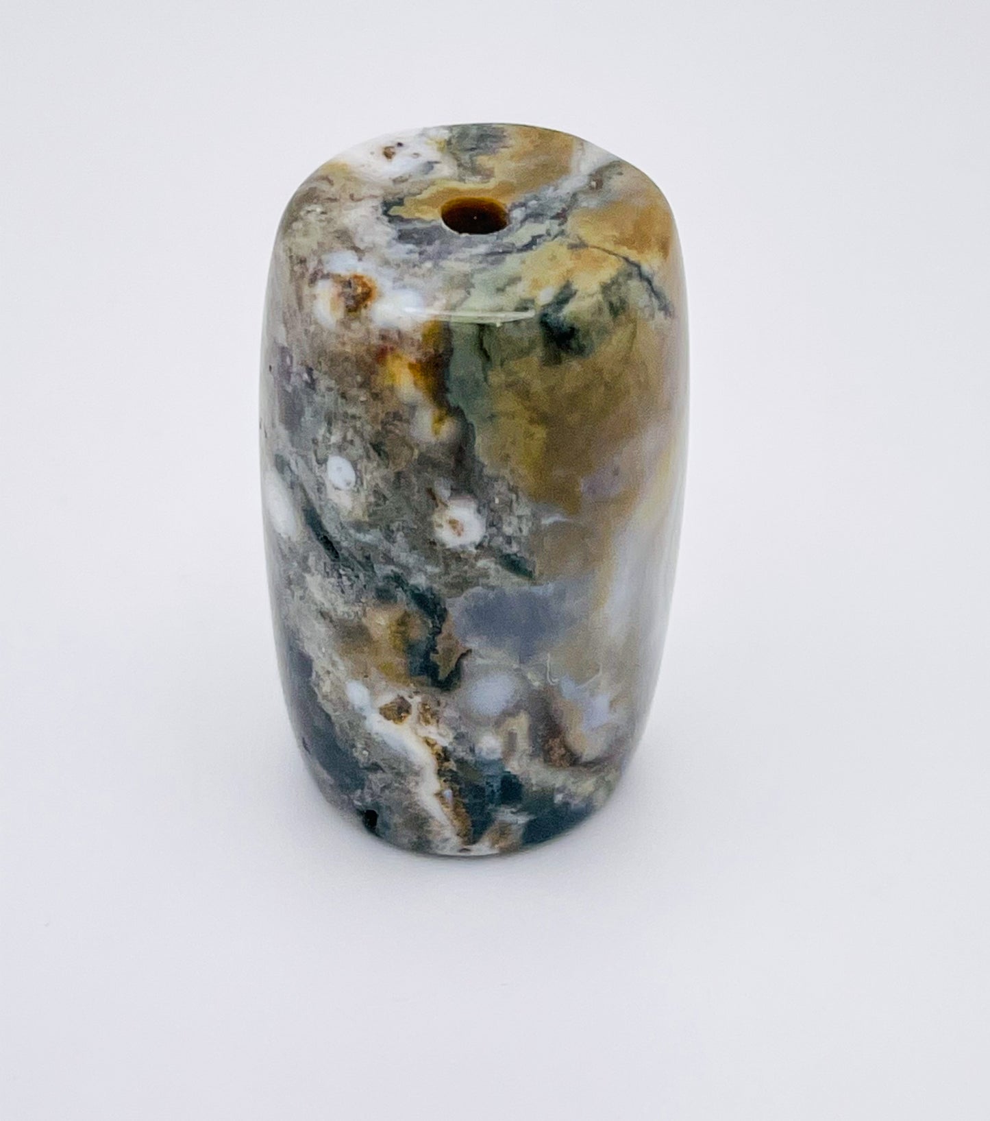 Natural Ocean Jasper Focal Barrel  Crystal Beads