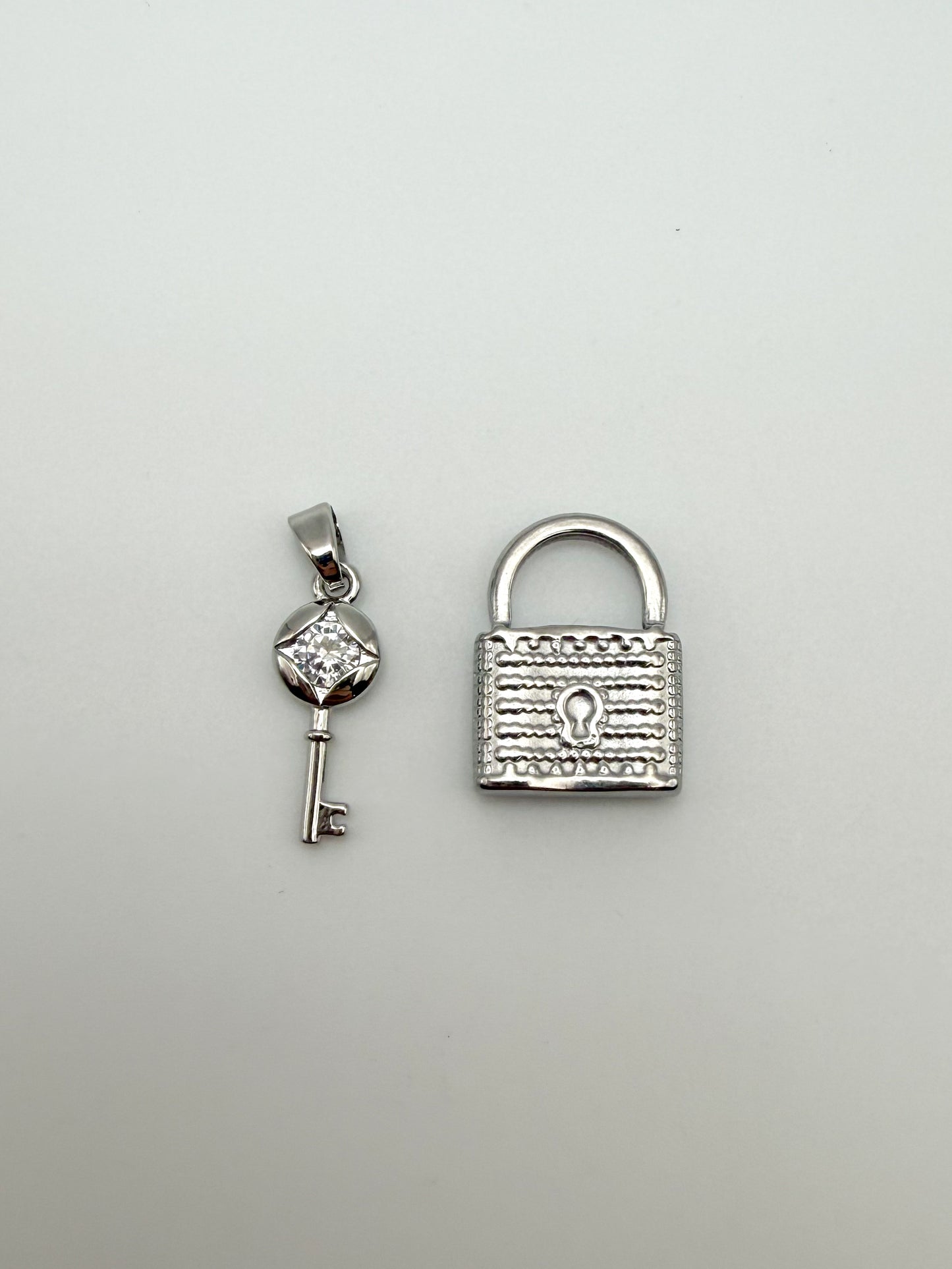 Stainless Steel Lock & Key Charm Pendant Sets