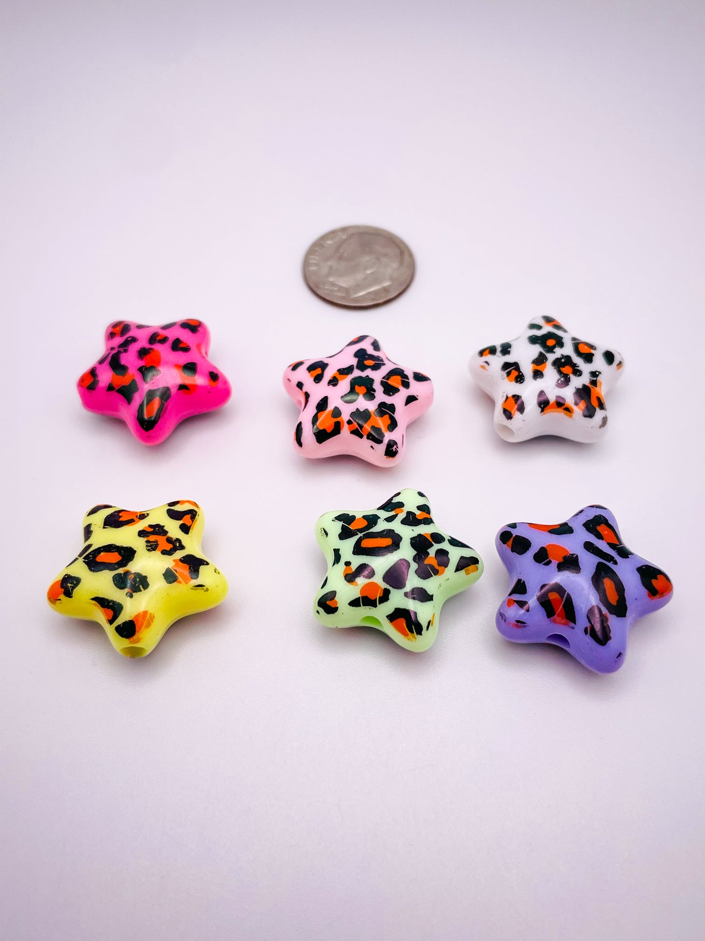 Acrylic Colorful Leopard Print Star Pen/DIY Beads