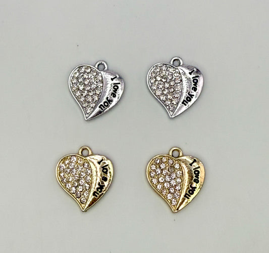 I Love You Gold & Silver Heart DIY Charms