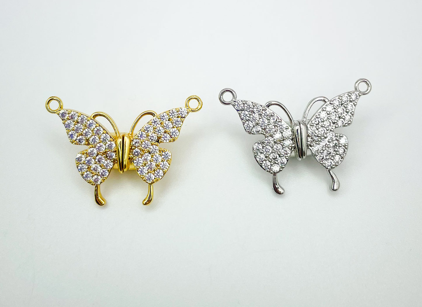 Magnetic Butterfly Pendant covered with micro pave zircon gems