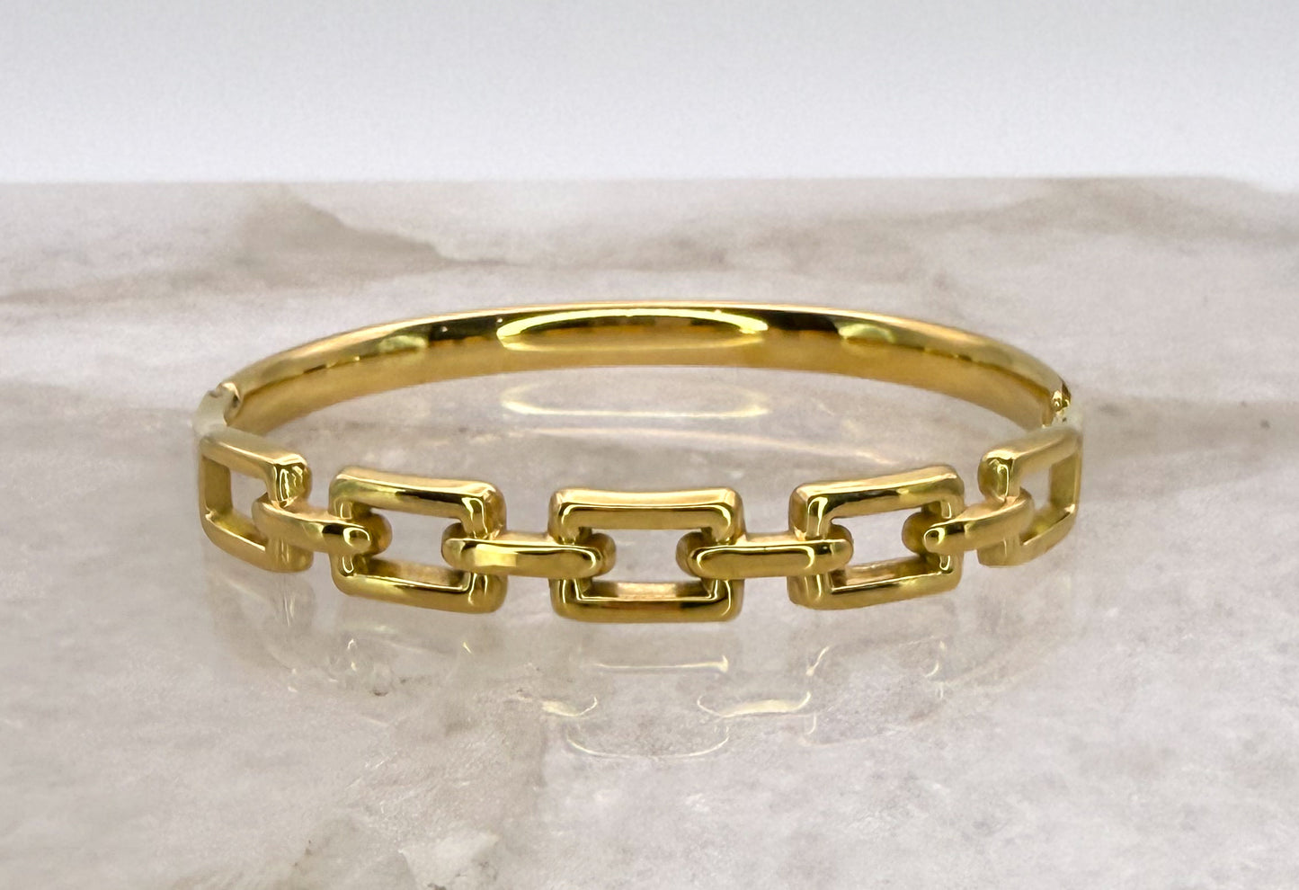 Gold Stainless Steel Chain Link Bangle Bracelet