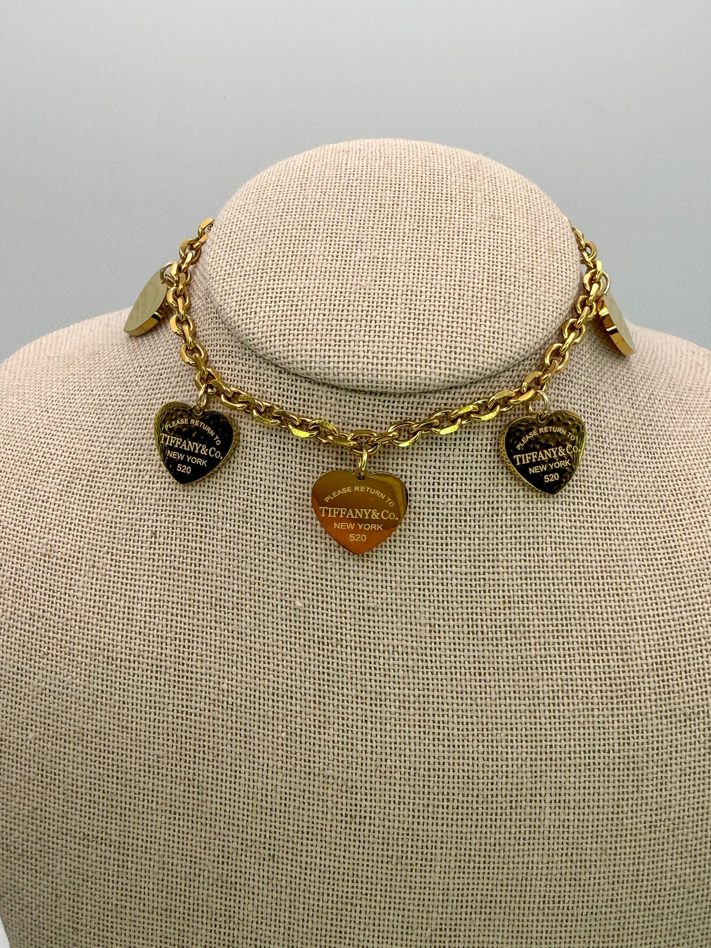 Gold & Silver T&Co Dangle Charm Chain Bracelet