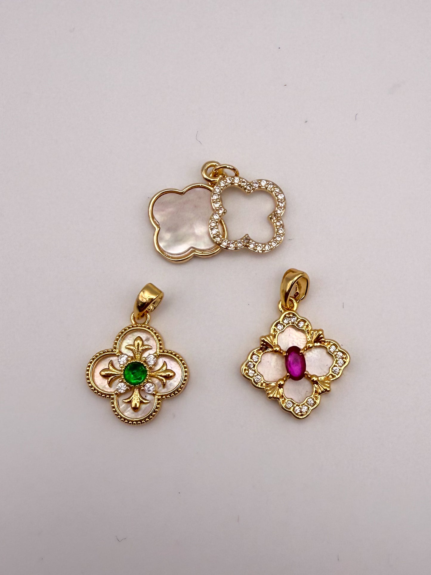 Gold Mother of Pearl Shell Clover Charms