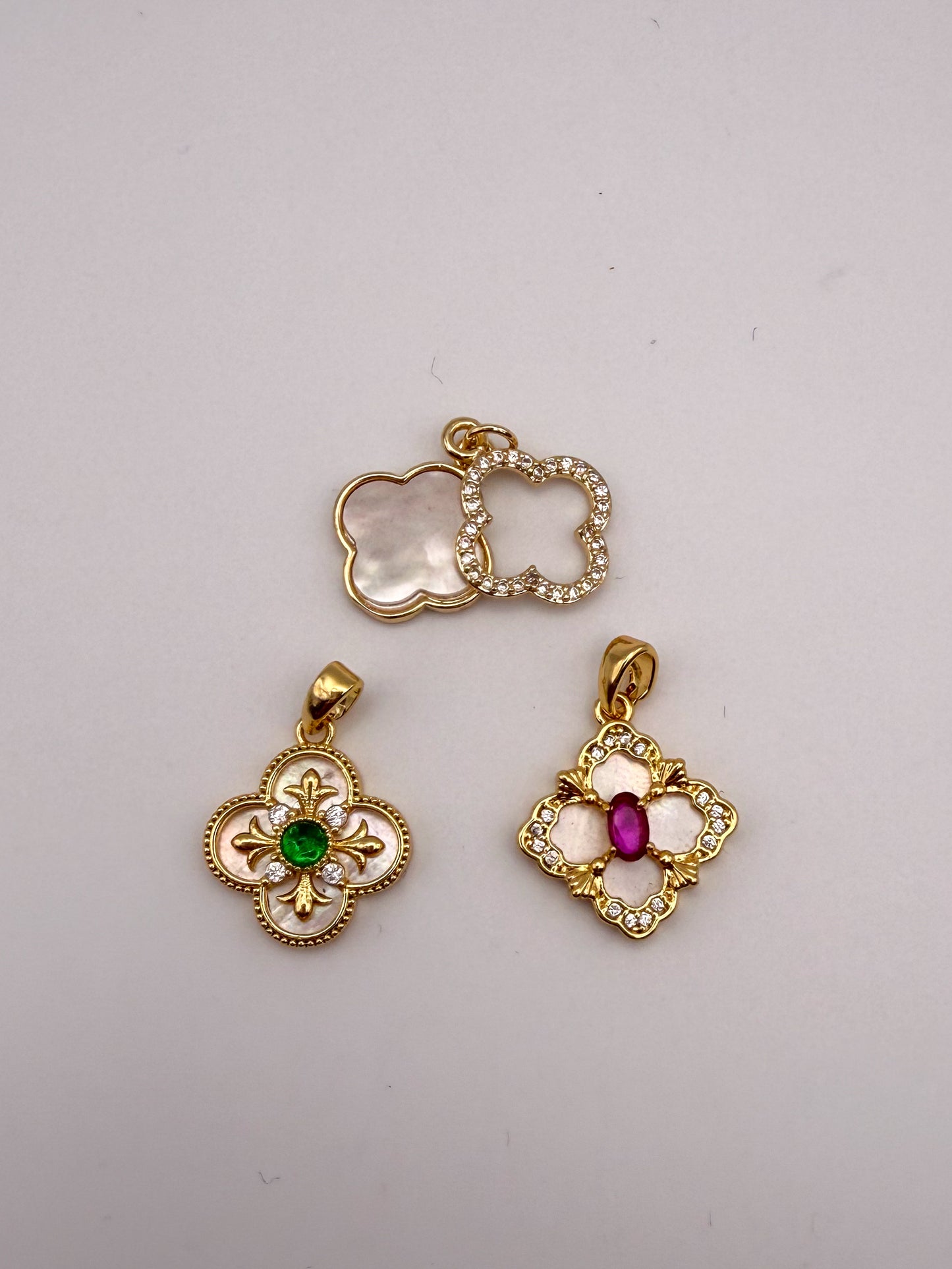 Gold Mother of Pearl Shell Clover Charms