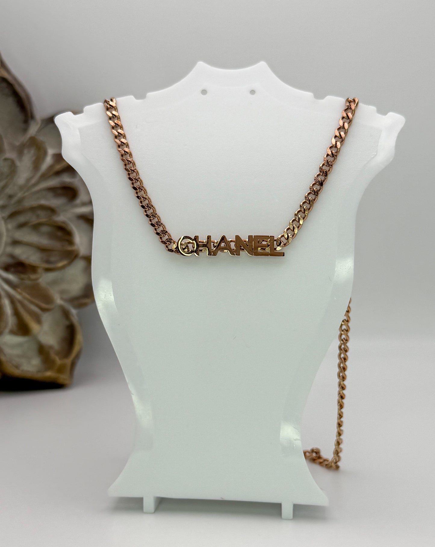 Rose Gold CC Cuban Style Adjustable Necklace