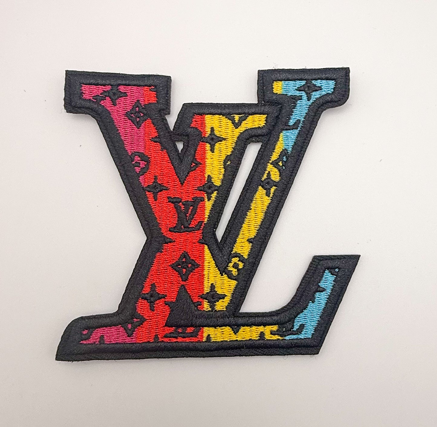 Variety of Colorful LV Designer Glue on Sew on Fabric Patches