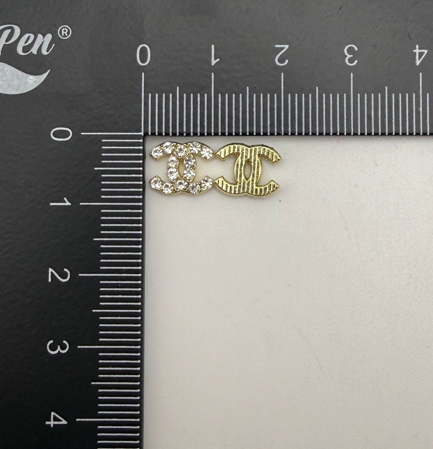 Mini Bling Silver & Gold Flat Back LV & CC Designer DIY Nail Charms