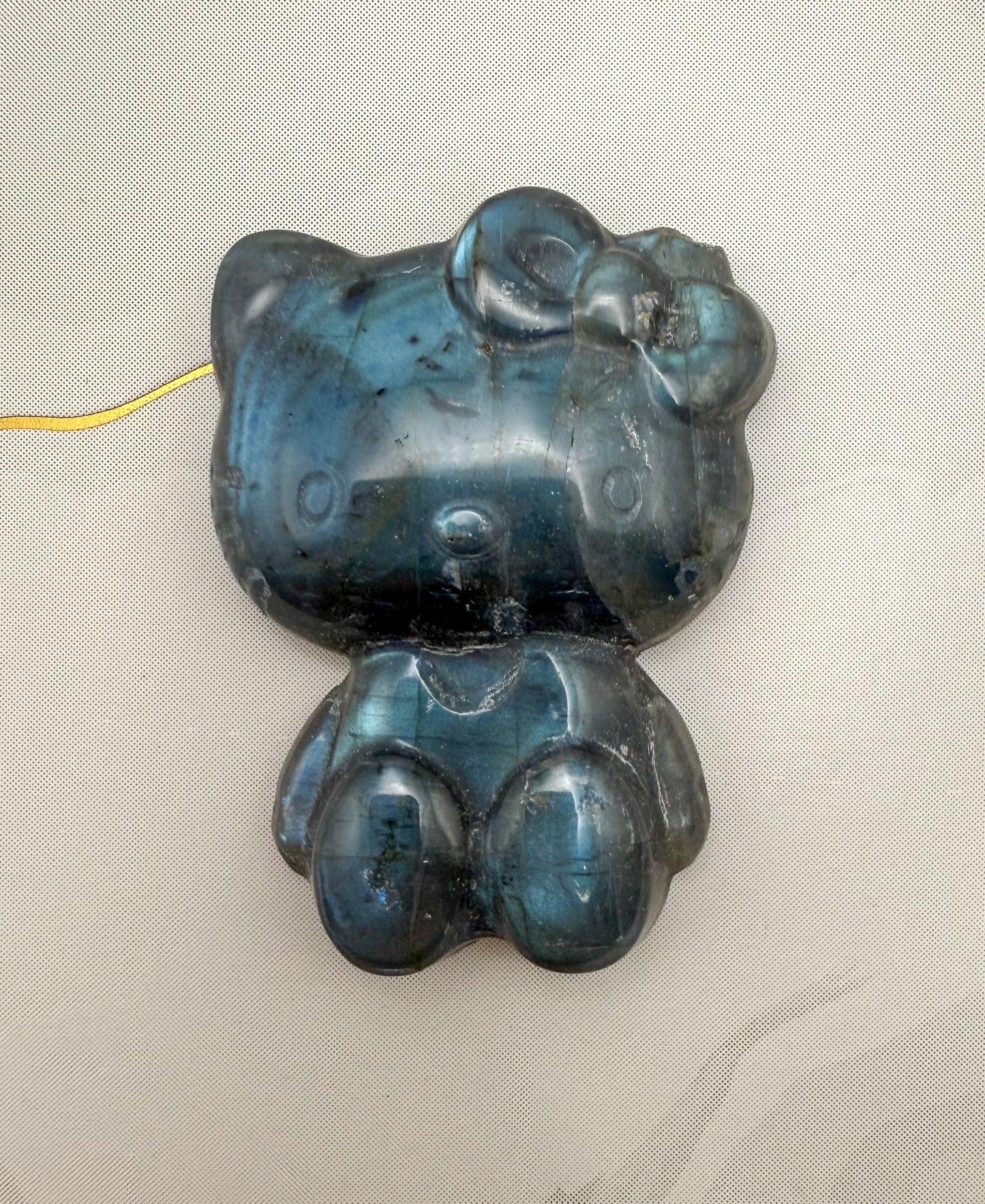 Natural Labradorite Crystal HK Kitty Flatback Decor