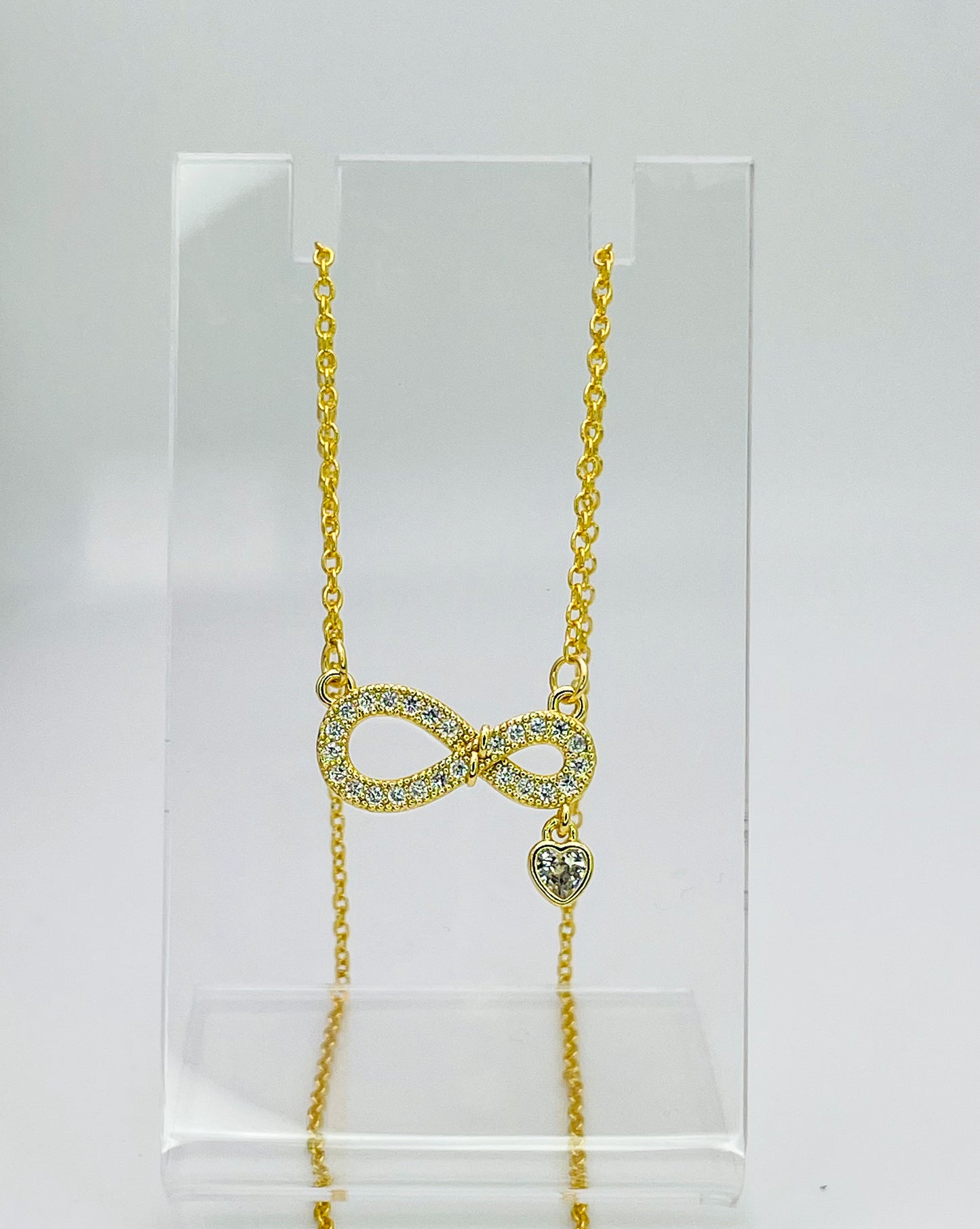 18k Gold Overlay S925 Sterling Silver Infinity Necklace