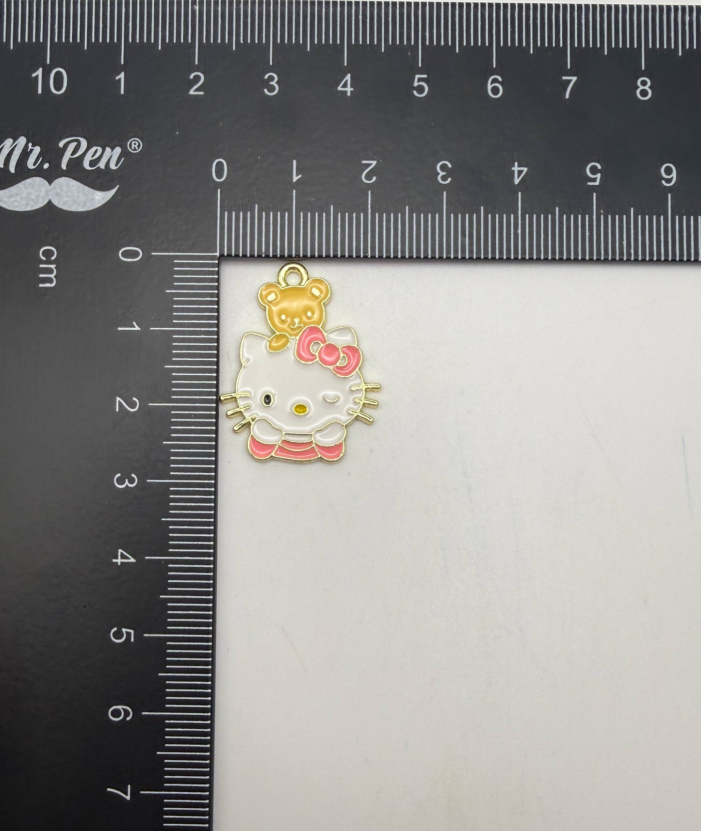 Gold Hello Kitty with Teddy Bear Metal DIY Charms