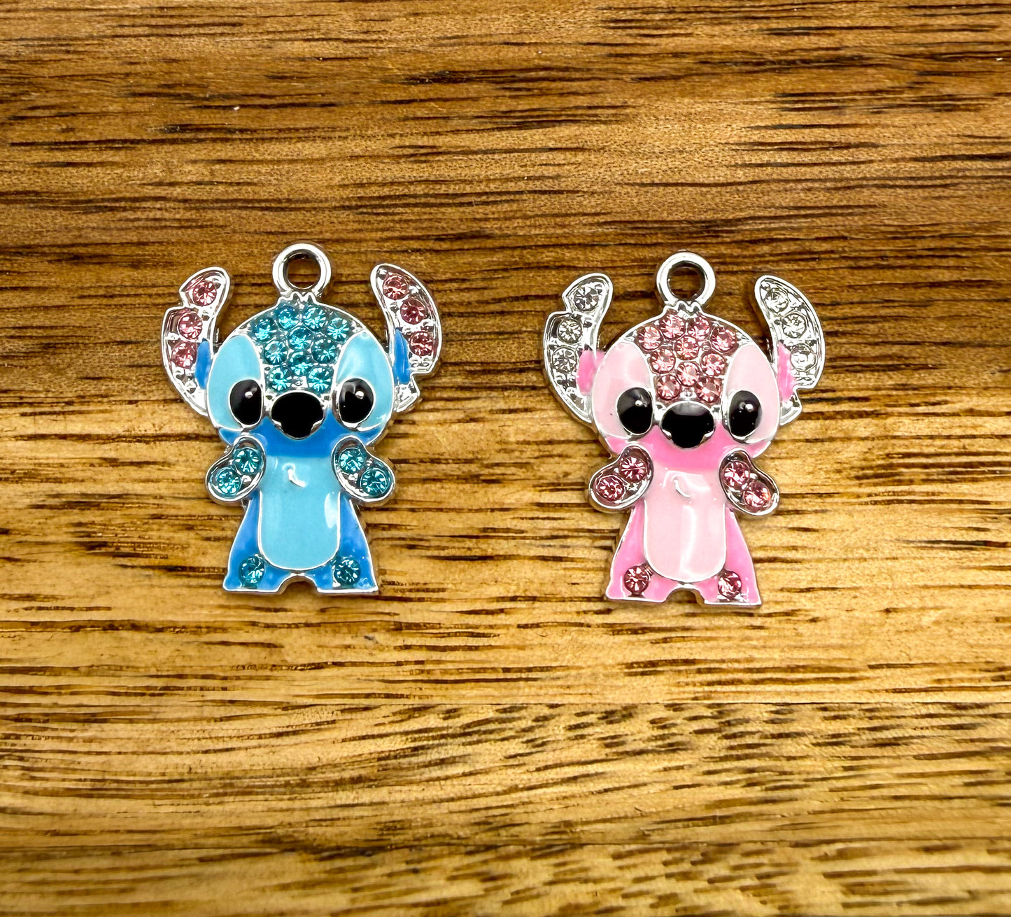 Silver Blue & Pink Alien Metal Charms