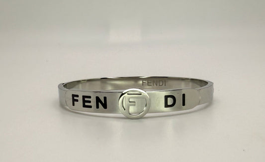 Silver Stainless Steel Fendi Designer Bangle Bracelet
