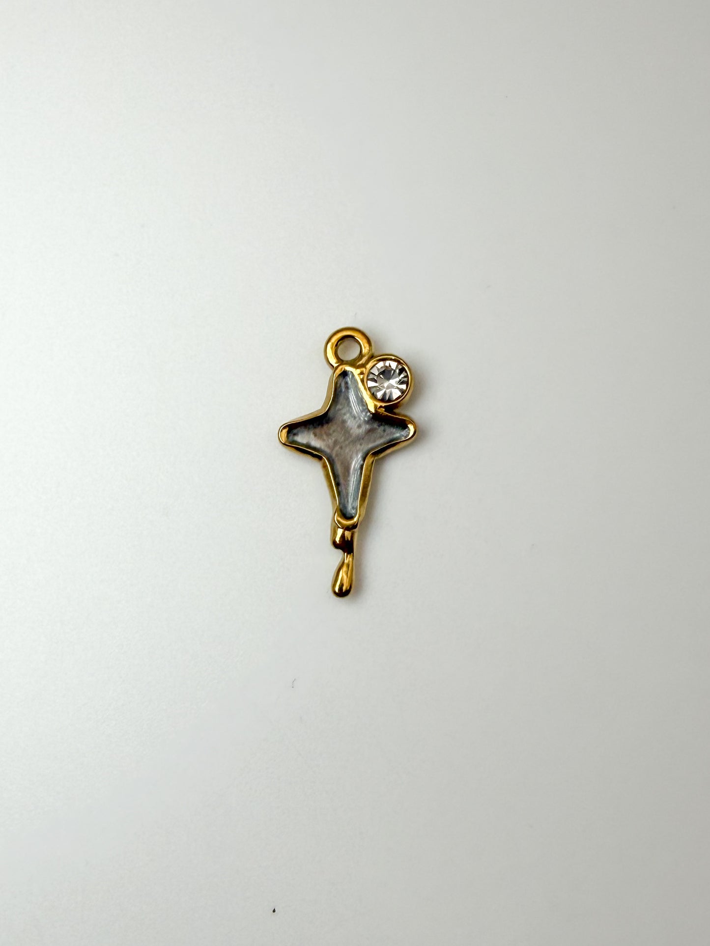 Stainless Steel Gold Dripping Star Charm