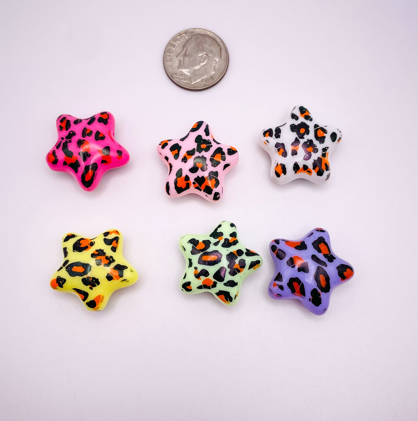 Acrylic Colorful Leopard Print Star Pen/DIY Beads