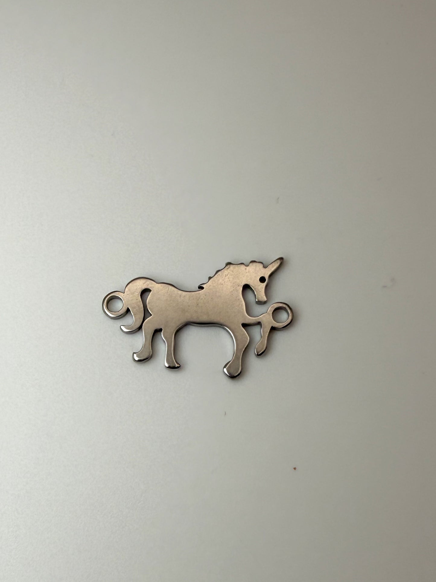 Stainless Steel Silver Unicorn Horse Charm Connector Pendant