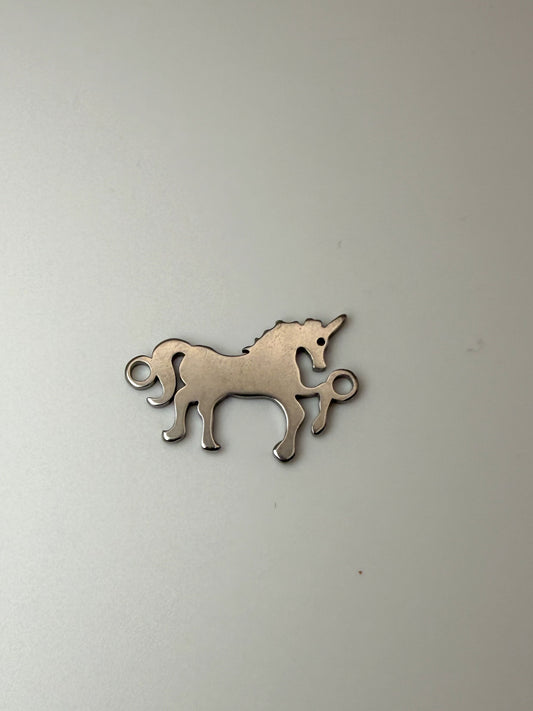 Stainless Steel Silver Unicorn Horse Charm Connector Pendant