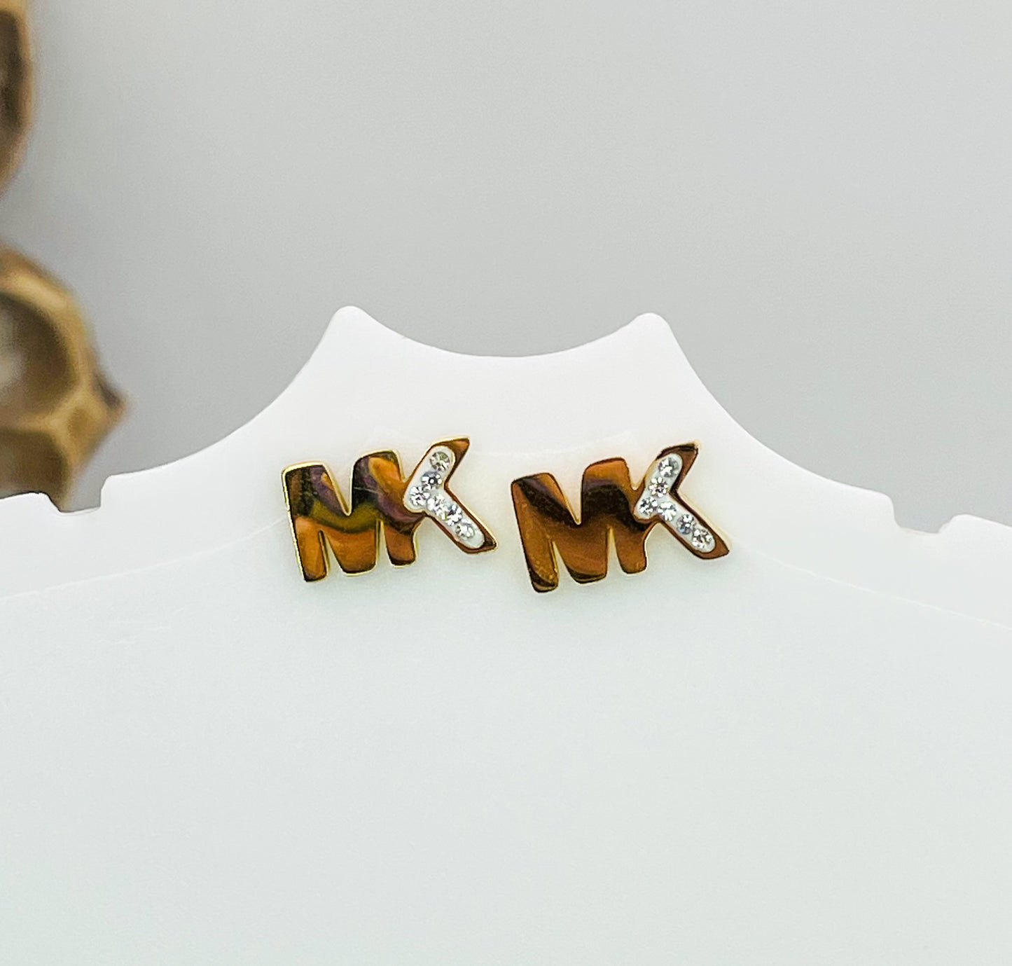 MK Gold Stainless Steel Stud Earrings