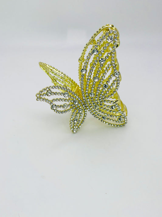 Medium Size Gold Bling Butterfly Hair Clip