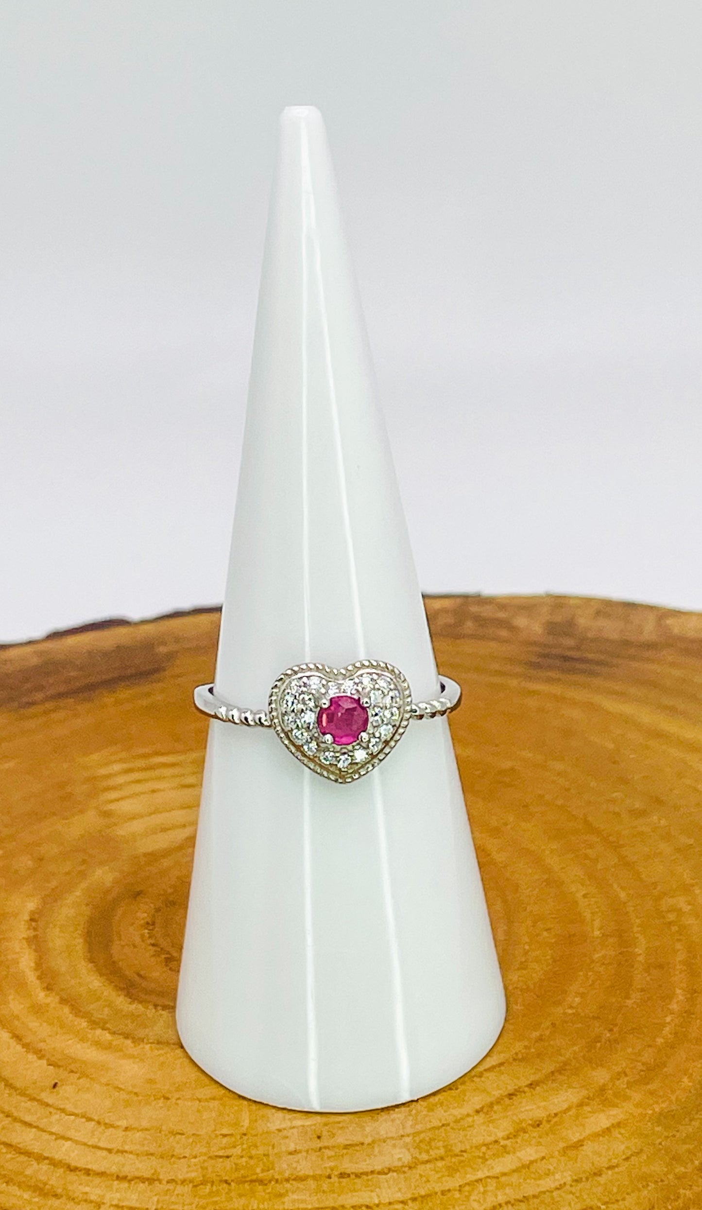 Sterling Silver S925 Natural Ruby Adjustable Rings