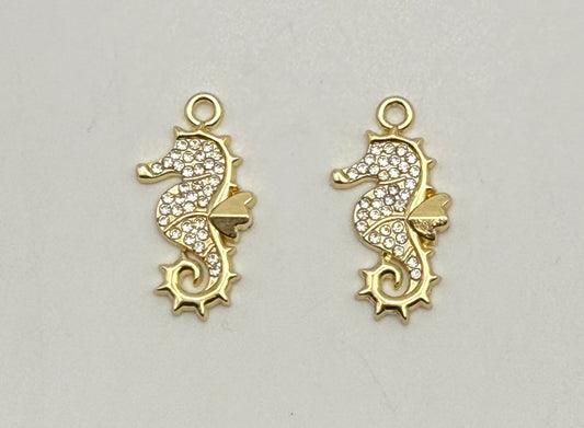 Sparkling Gold Seahorse or Ocean Fish DIY Charms